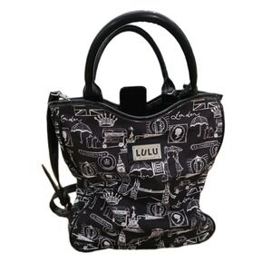 Lulu by Lulu Guinness London Print Tote Bag Y2K Patent Trim Shoulder Bag
